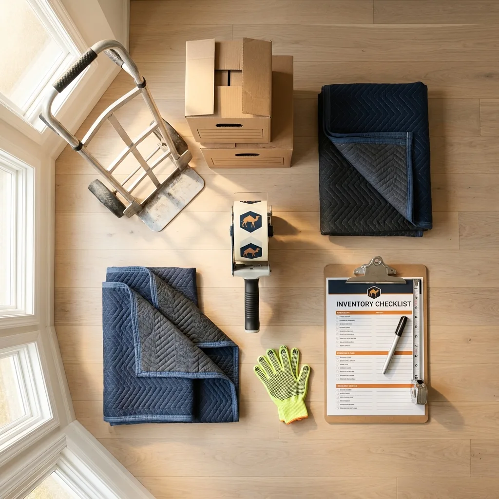 Professional moving supplies and packing materials layout for Alexandria Bay residential relocations